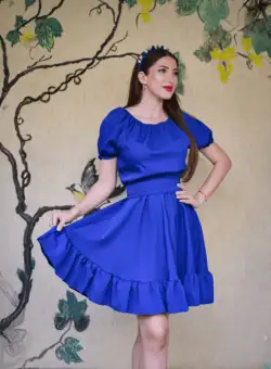 Rochie Petra Mini Albastra cu decolteu rotund