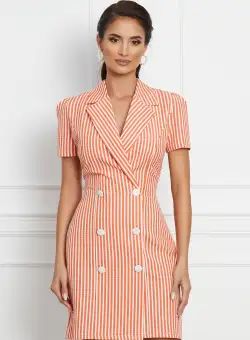 Rochie Rebeca tip sacou cu dungi orange