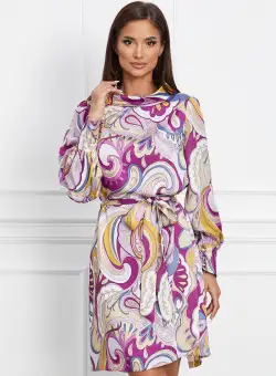 Rochie Rochelle lila cu imprimeuri mov