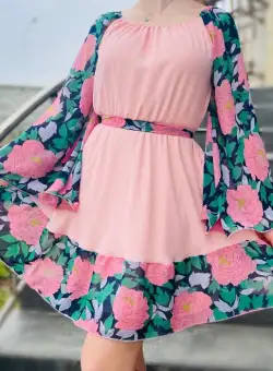 Rochie stilizata cu motive florale Florinela 10