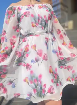 Rochie stilizata cu motive florale Florinela 9