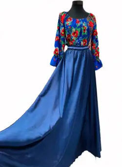 Rochie stilizata cu motive traditionale lunga Anisia 2