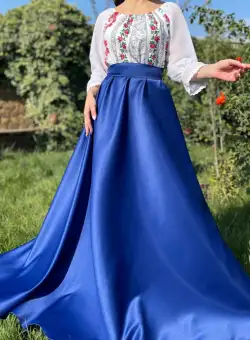 Rochie stilizata cu motive traditionale lunga Simina