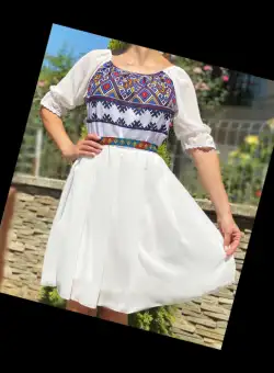 Rochie stilizata cu motive traditionale Magdalena