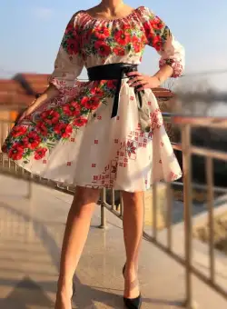 Rochie Traditionala stilizata cu maci