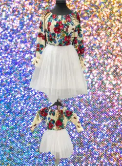 Rochita fetite stilizata traditional cu tulle 2