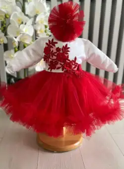 Rochita si Bolero pentru fetite - rosu si alb