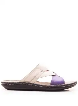 Saboti barbati din piele naturala - 551 mov crem box