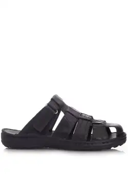 Saboti barbati din piele naturala, Leofex - 142 negru box