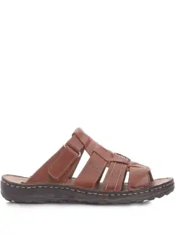 Saboti barbati din piele naturala,Leofex - 143 Cognac Box