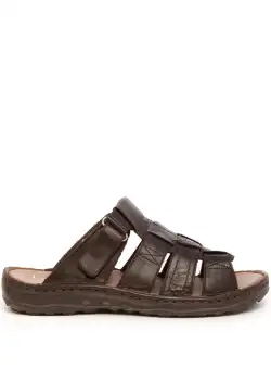 Saboti barbati din piele naturala, Leofex - 143 maro box