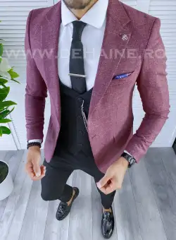 Sacou barbati grena slim fit B5603 88-4 E~