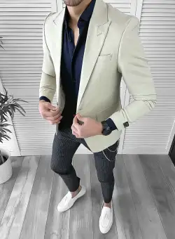 Sacou barbati slim fit bej 10126 E 45-2 ~