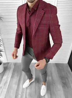 Sacou barbati slim fit grena 10324 N2-6.3/ 98-1 e ~