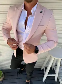 Sacou barbati slim fit roz pal 12164 82-1.2.3 e ~