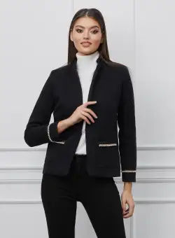 Sacou Dy Fashion negru cu aplicatii