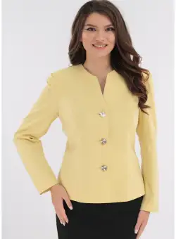 Sacou galben cu print in carouri fine