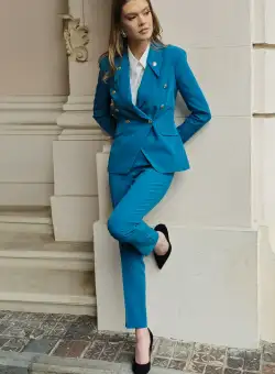 Sacou MBG turcoaz cu nasturi aurii