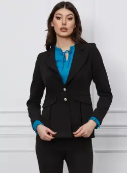 Sacou Moze negru cu pliuri in talie