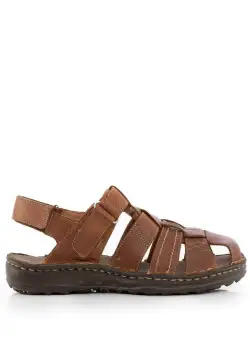 Sandale barbati din piele naturala,Leofex - 141 Maro Deschis Box