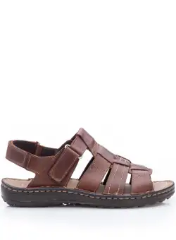 Sandale barbati din piele naturala, Leofex - 144 Cognac box