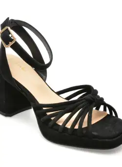 Sandale CLARKS negre, RITZY 75 FAYE, din piele intoarsa