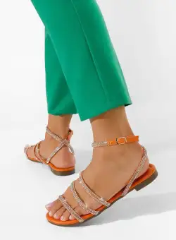 Sandale cu pietricele Avalora portocalii