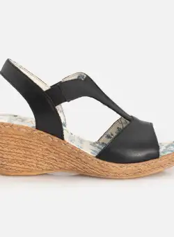 Sandale cu platforma dama din piele naturala – 495-1 C Negru Box