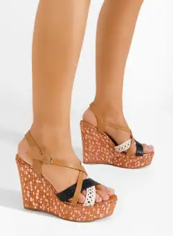 Sandale cu platforma maro Dixie
