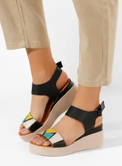 Sandale cu platforma piele Lauria negre