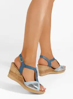 Sandale cu platforma piele Lylia albastre