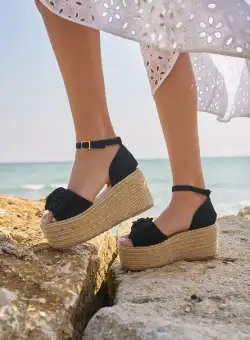 Sandale cu platforma tip espadrile Almeila negre