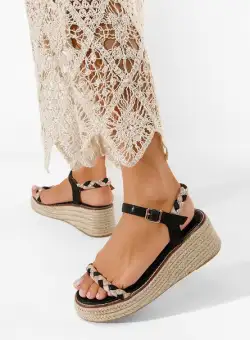 Sandale cu platforma tip espadrile Solana negre