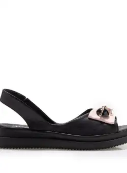 Sandale cu talpă joasă damă, din piele naturală - 144 S Negru Box