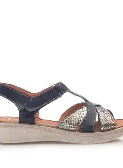 Sandale cu talpă joasă damă, din piele naturală, Leofex- 216 Blue Box Serigrafiat