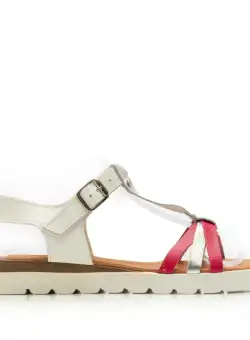 Sandale cu talpa joasa dama din piele naturala,Leofex - 653 Roz Argintiu Box