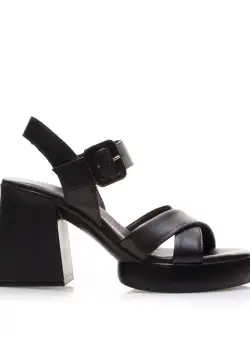 Sandale cu toc damă din piele naturală - 9559 Negru Box