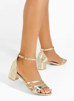 Sandale cu toc gros Damara aurii