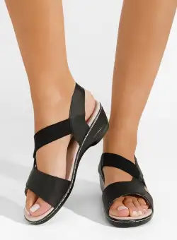 Sandale cu toc mic Santosa negre