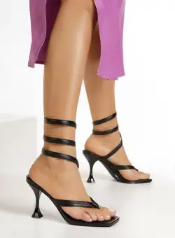 Sandale cu toc subtire Lissandra Negre
