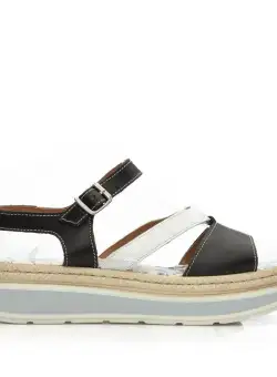 Sandale dama cu talpa groasa din piele naturala - 488 negru box