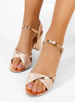Sandale elegante cu toc gros Corsa champagne