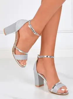 Sandale elegante cu toc gros Segana argintii