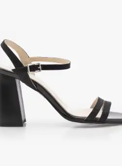 Sandale elegante damă cu toc din piele naturală - 208 Negru Box