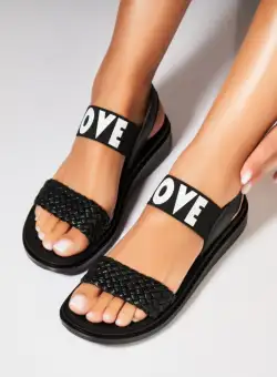 Sandale fara Toc din Piele Ecologica dama Negre Irtiqa