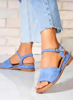 Sandale fara Toc din Piele Ecologica Intoarsa dama Albastre Mikka