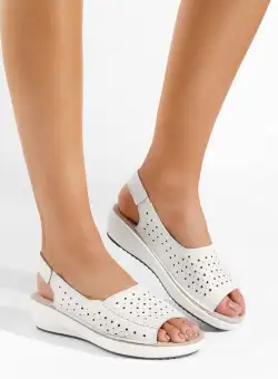 Sandale piele naturală Larnaca albe