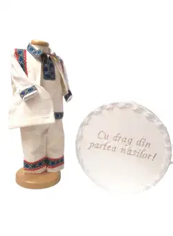 Set Botez Traditional Adi 4 , 2 piese costumas traditional si cufar brodat botez