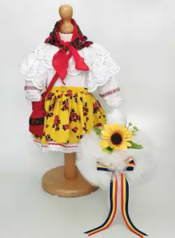 Set Botez Traditional , Costum Traditional Fetite Floral 3 - 2 piese costumas si lumanare