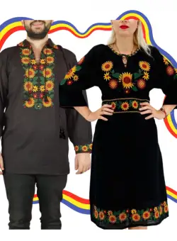 Set Cuplu Traditional 375 Camasa Traditionala si Rochie Traditionala